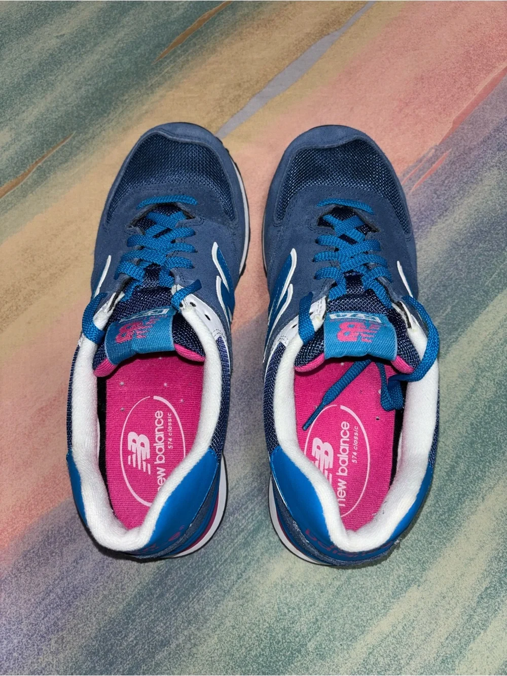 New Balance 574 Blue Lace Up Trail Running Shoes Women's size 9.5  WL574MOY